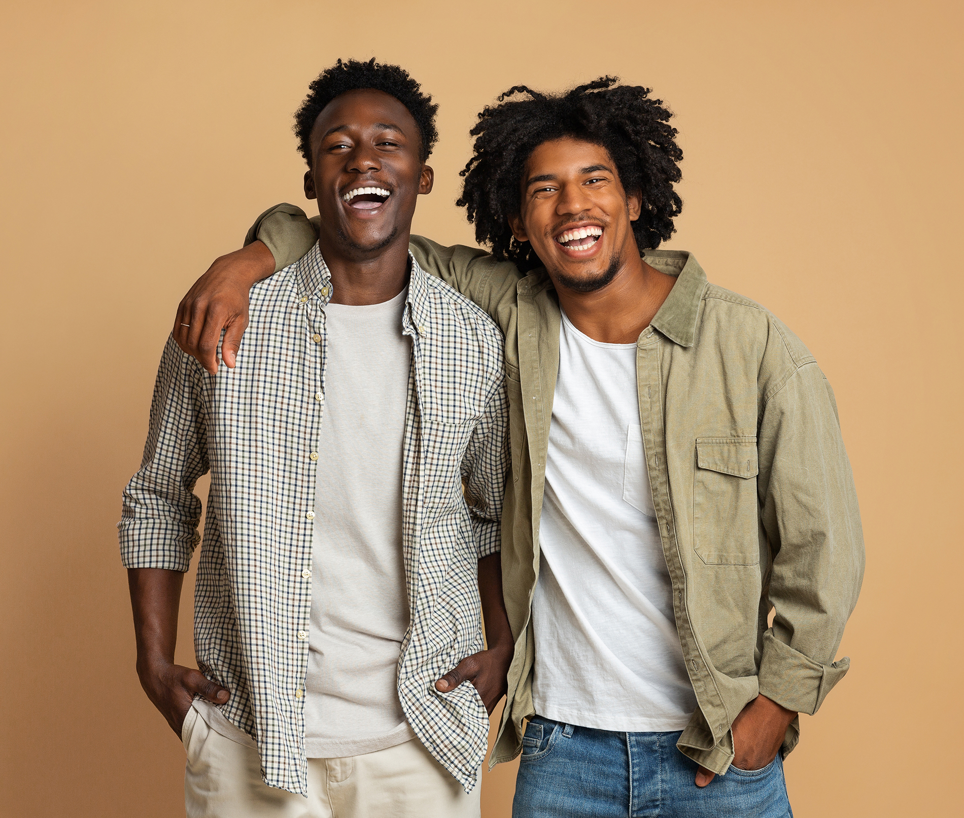 portrait of two happy black men