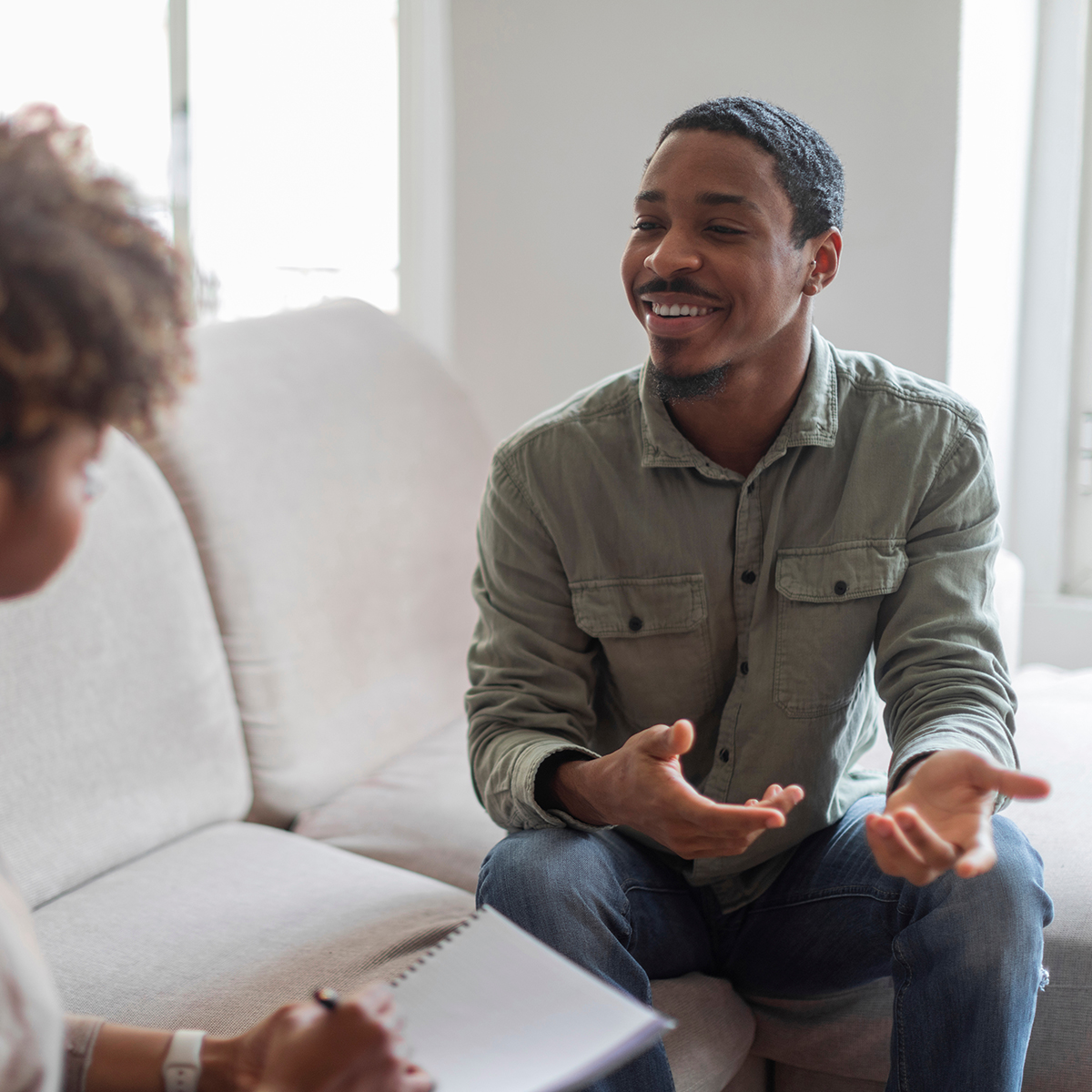 american american man speaking in a counceling session